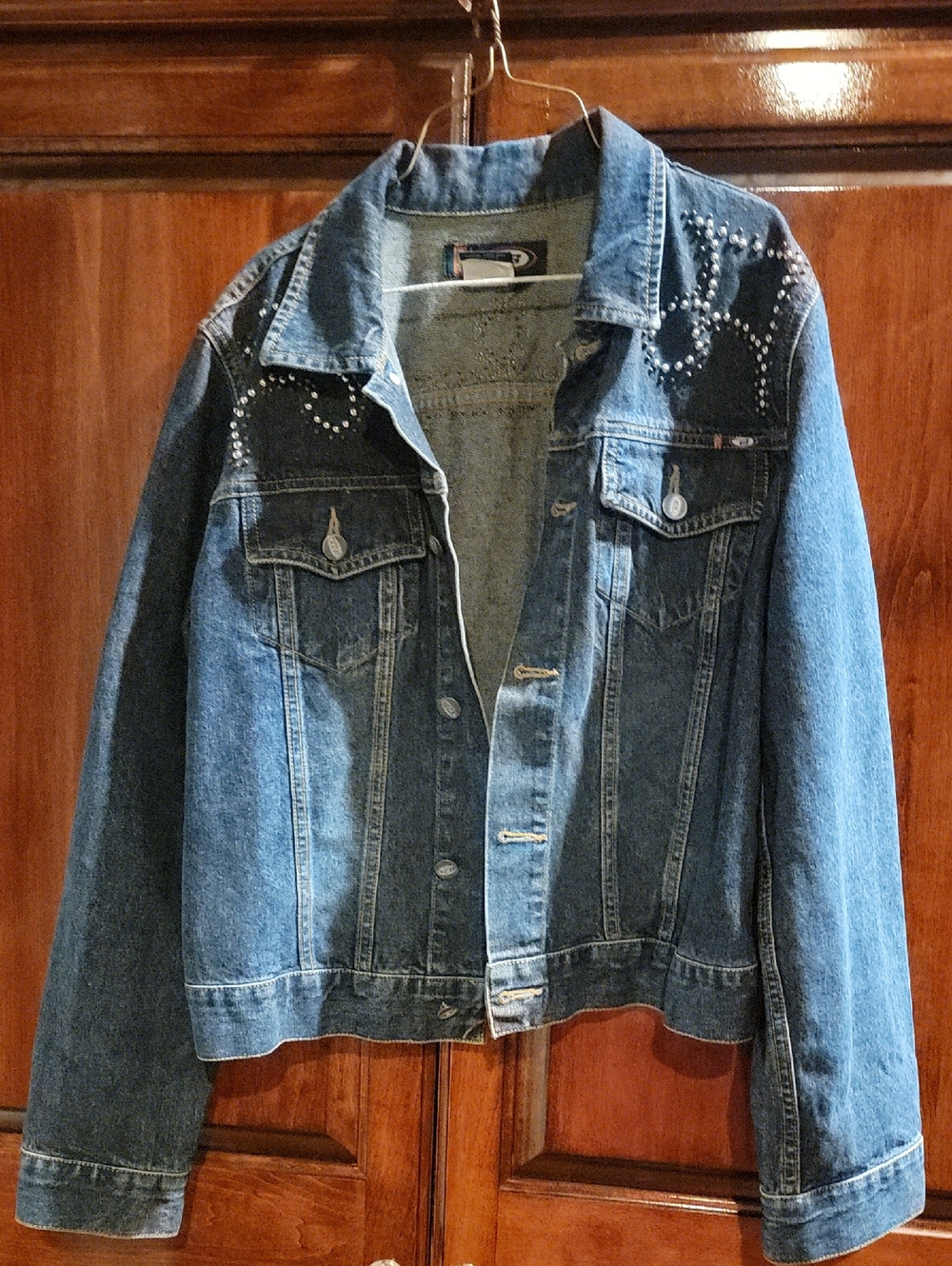 Y2k BONGO Blue Denim Jacket with Stud Detailing - Picture 2 of 4